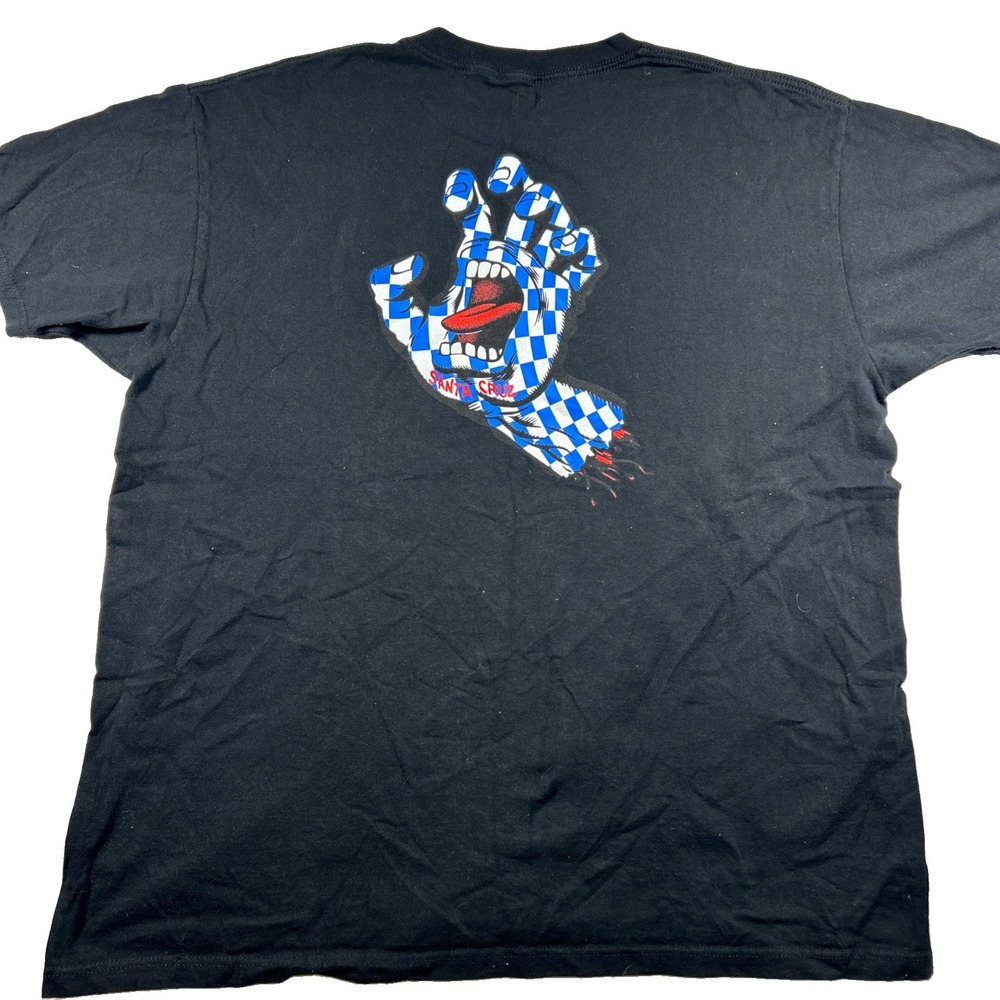 Santa Cruz Skateboards T-Shirt Mens Large Screaming Hand Checkered Skater Y2K